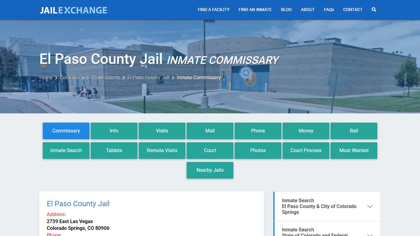 Inmate Commissary, Care Packs - El Paso County Jail, CO